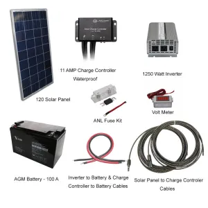 Aims Power - 120 WATT SOLAR KIT-1250 WATT INVERTER - KITB-B125012120