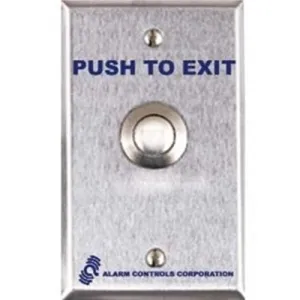 Alarm Controls TS-12T302 Vandal Resistant Request to Exit Station with Timer, 3/4" Push Button, Weatherproof, Single Gang, 430 Stainless Steel