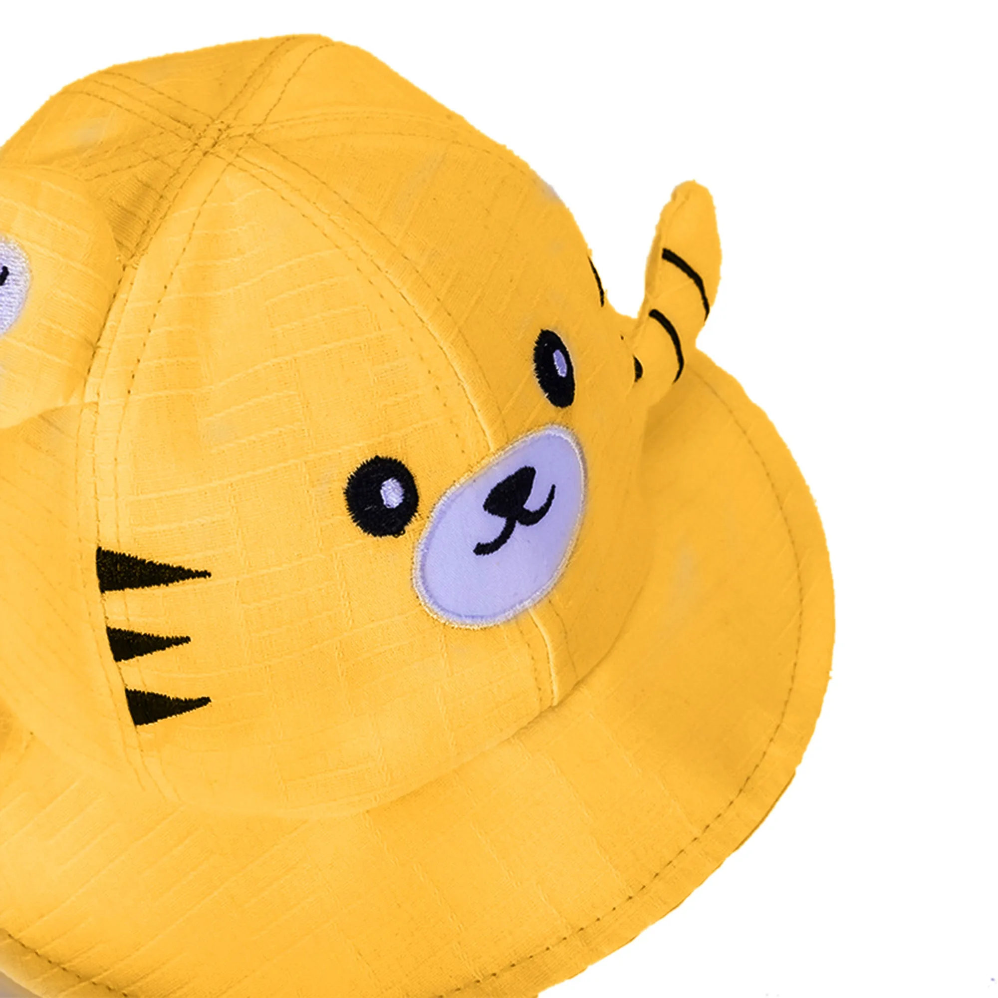 Babymoon Cotton Baby Kids Boys Girls Summer Cap With Head String Cat Design | 2-6 Years | Yellow