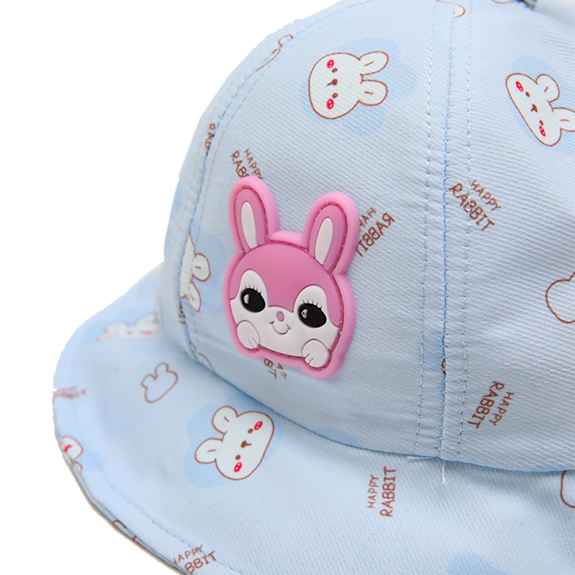 Babymoon Cotton Baby Kids Boys Girls Summer Cap With Head String Rabbit Design | 2-6 Years | Blue