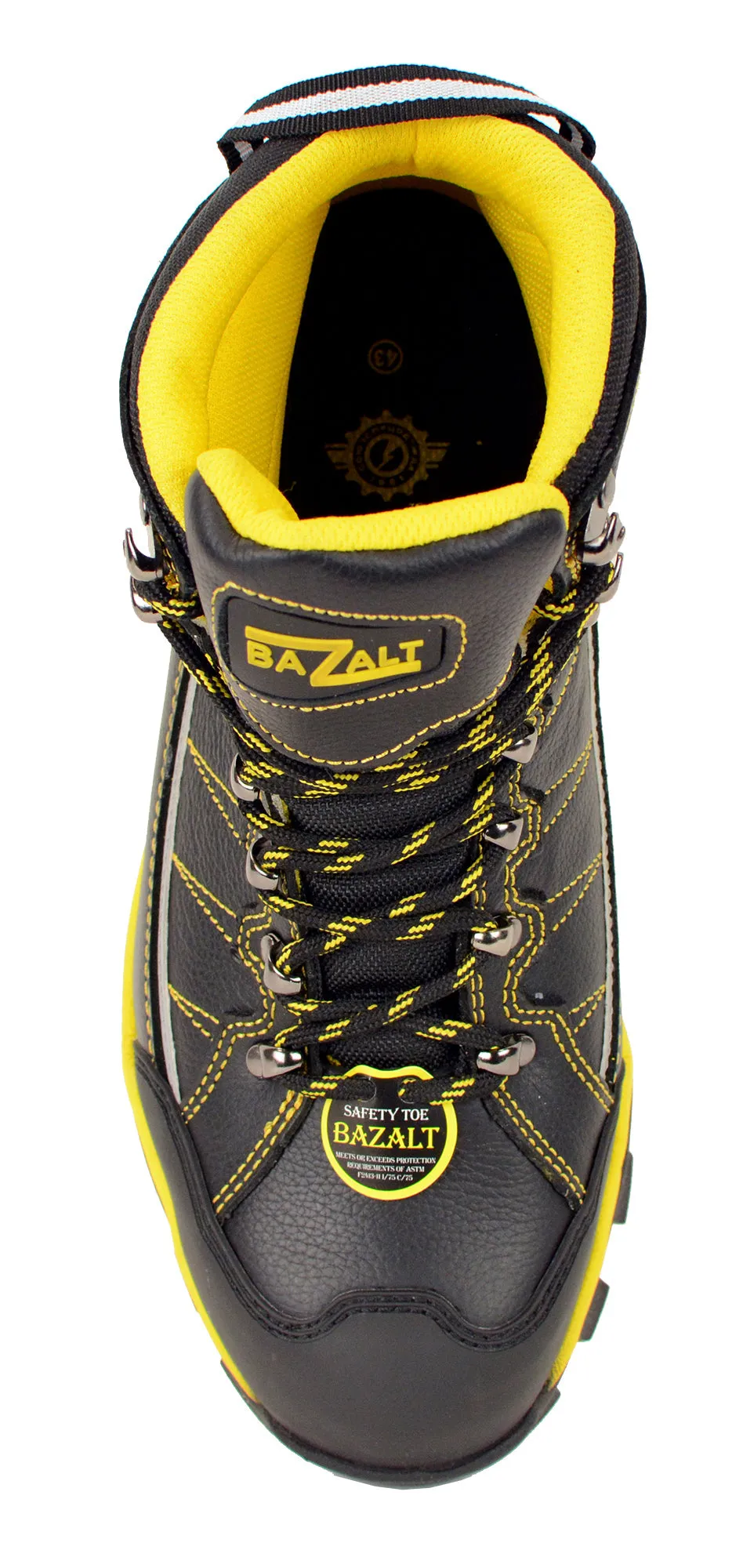 BAZALT-Men's Black & Yellow Water & Frost Proof Leather Boots W/ Composite Toe-BLK/YELLOW-7