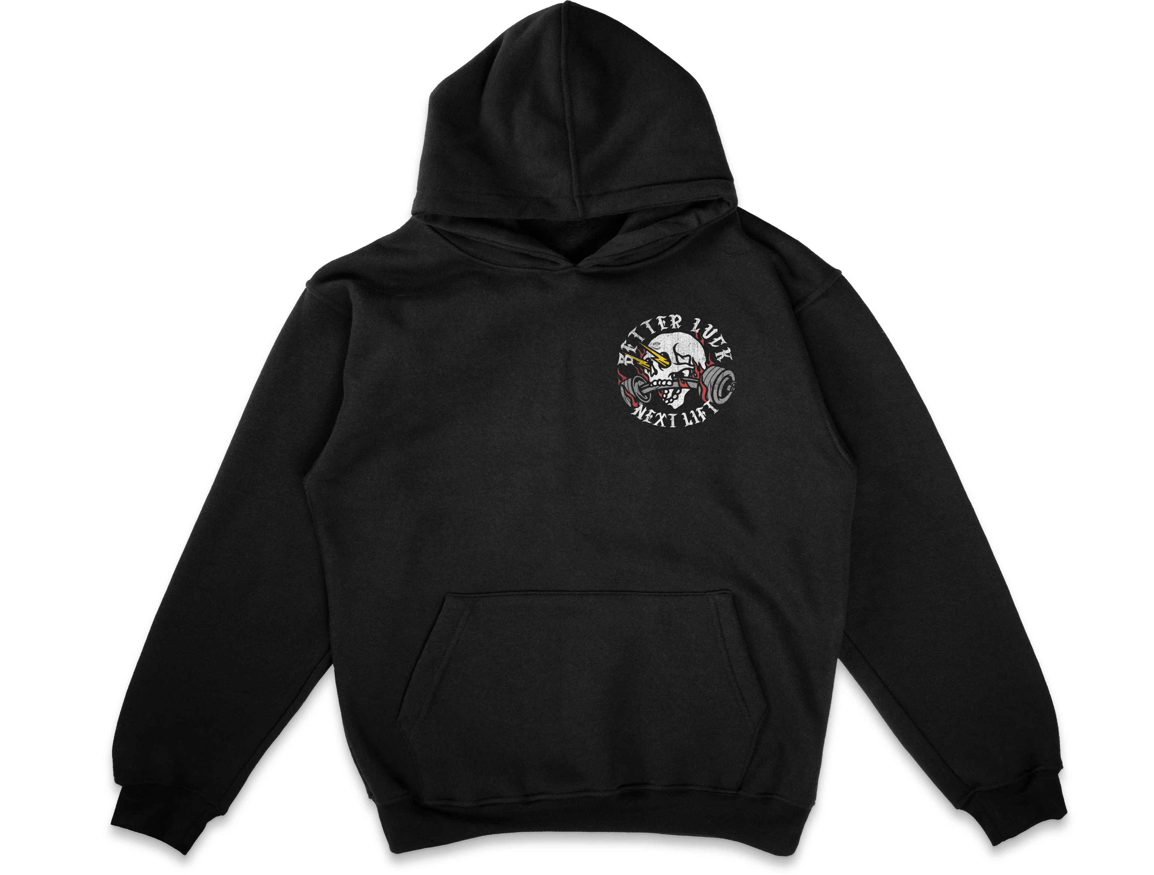 BETTER LUCK NEXT LIFE "NEXT LIFT" HEAVYWEIGHT HOODIE (Black/White/Red/Grey)