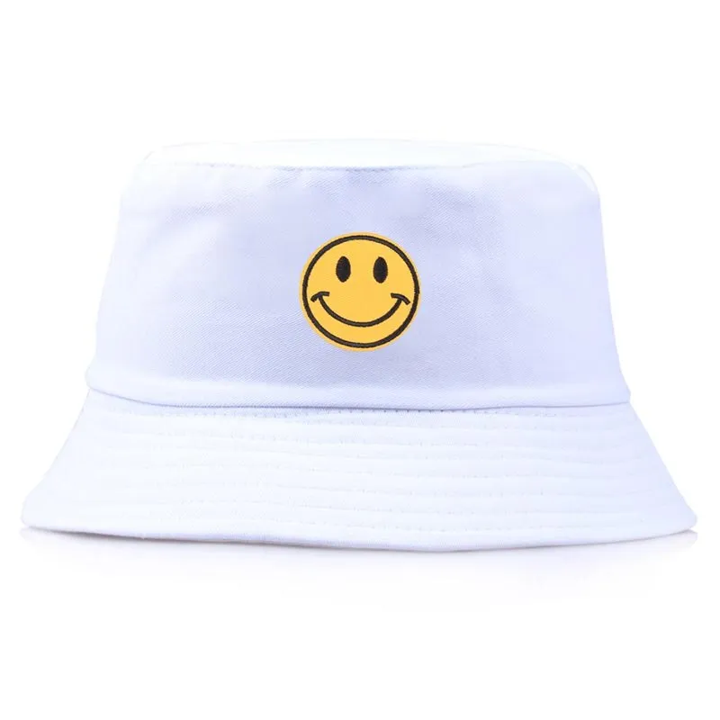 Bucket Hats For Women Embroidery Cartoon Smile Fisherman Hat Summer Fashion Simple Couple Visor Bob Sun Caps