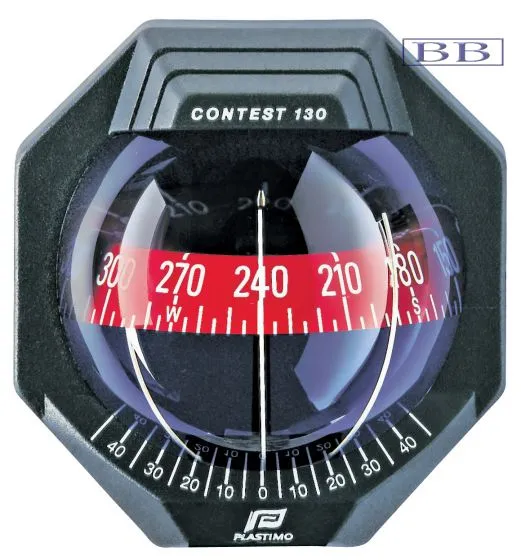 CONTEST 130 SAILBOAT COMPASS - BRACKET MOUNT, BLACK WITH RED CARD