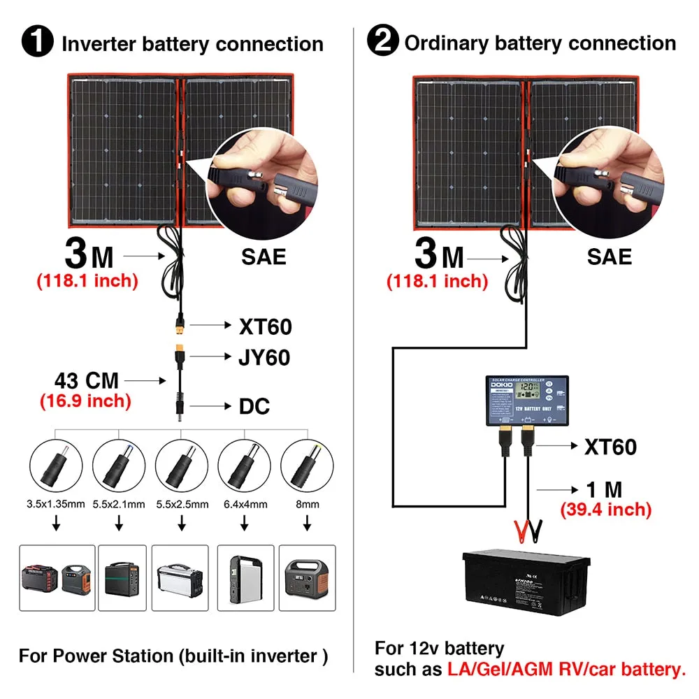 Flexible Foldable Solar Panel High Efficience Travel & Phone & Boat Portable 12V 80w 100w 150w 200w 300w Solar Panel Kit