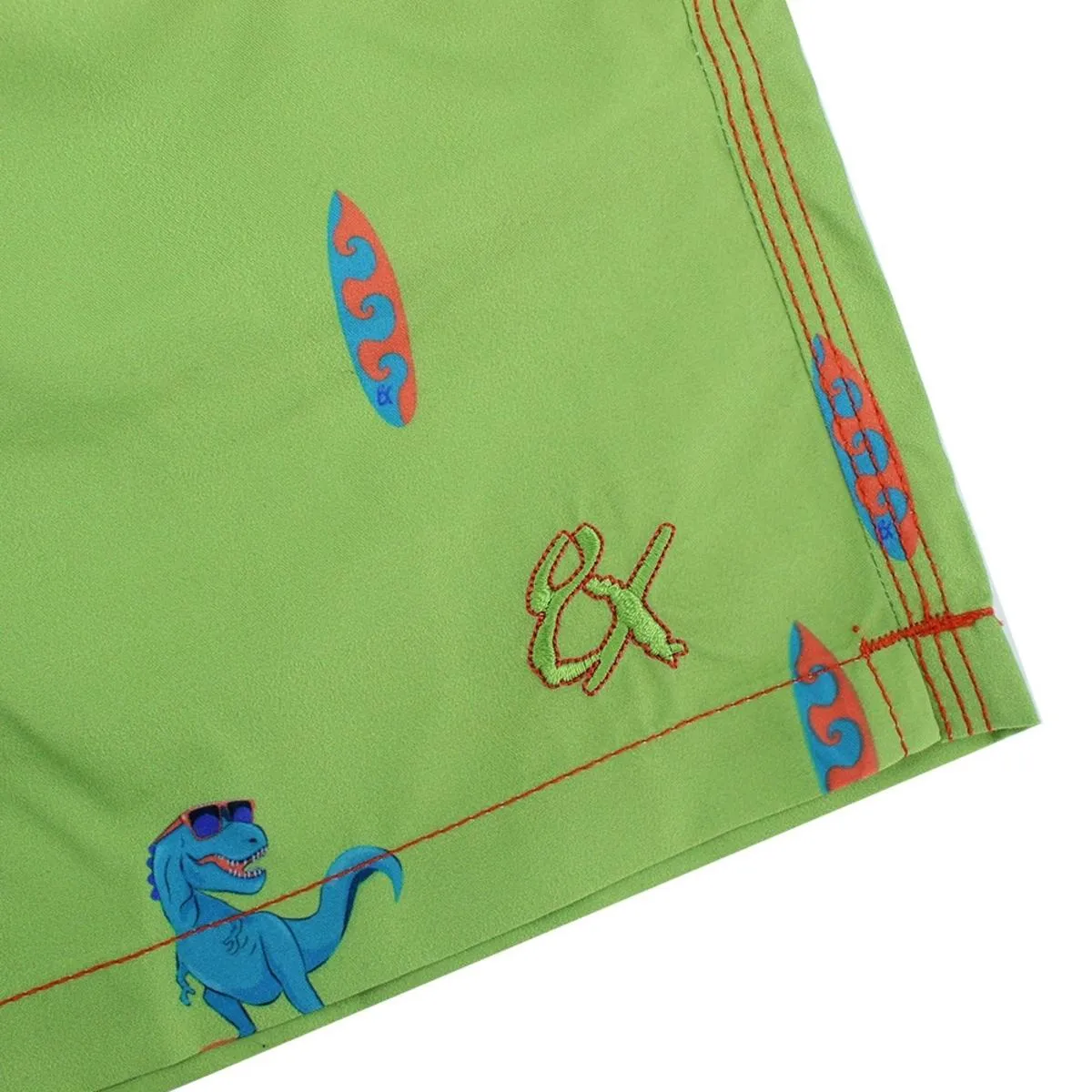 Green Surfing T-Rex Swim Trunks by EightX