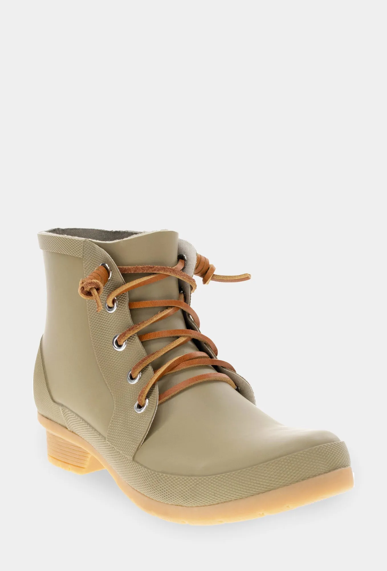 Lace Up Ankle Rain Boot - Moss