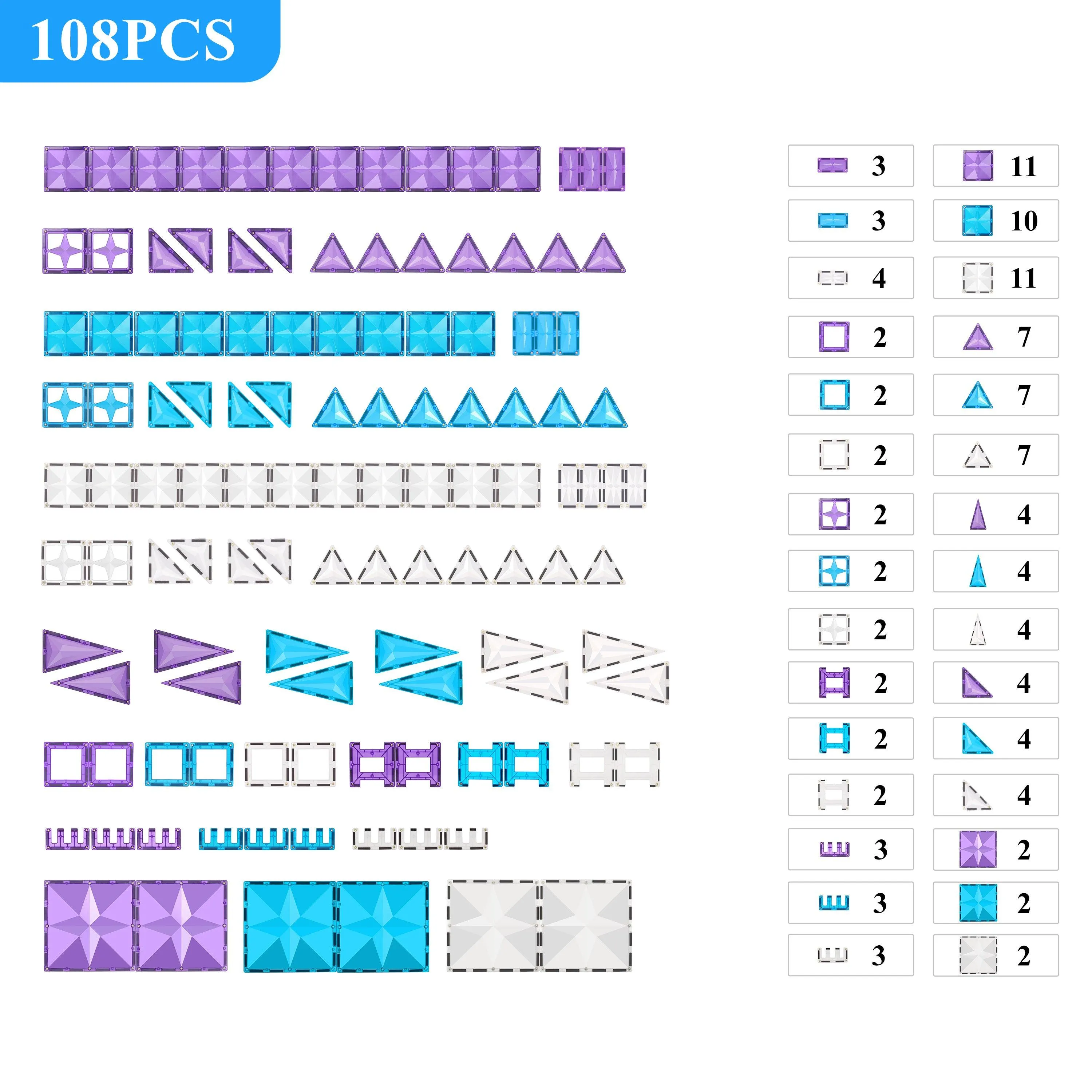 MNTL Magnetic Tiles - Ice Set - 120PCS