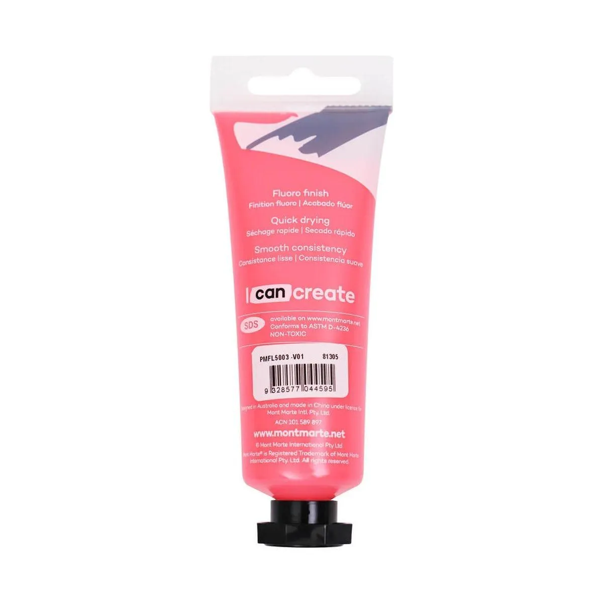 Mont Marte Fluoro Acrylic Paint Premium 50ml Tube - Pink