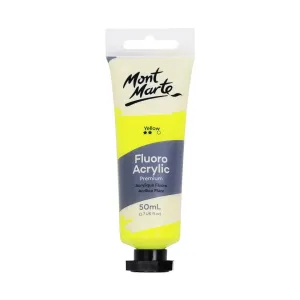 Mont Marte Fluoro Acrylic Paint Premium 50ml Tube - Yellow