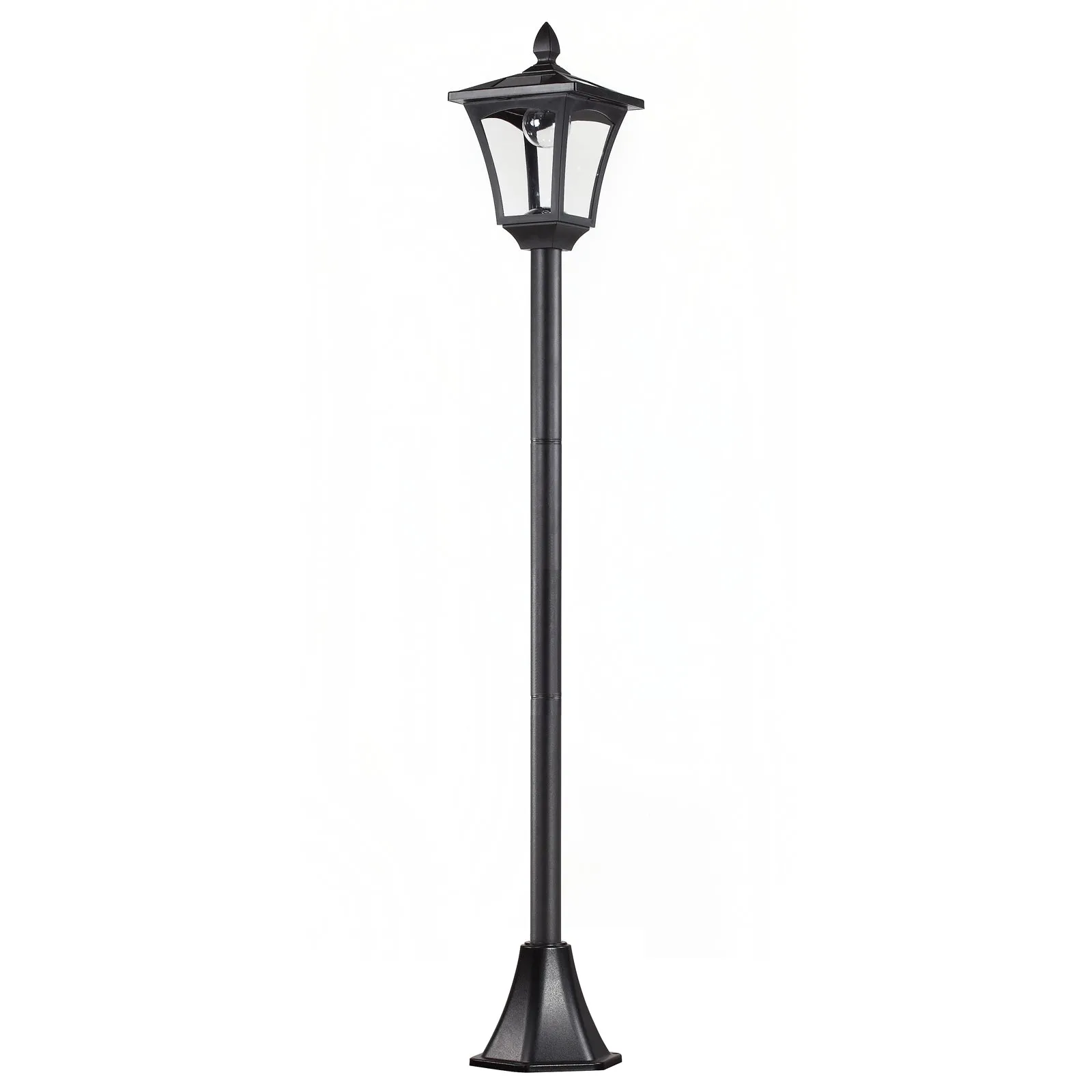 Outdoor Solar Powered Post Lamp Sensor Dimmable LED Lantern Bollard Pathway 1.6M Tall √¢¬Ä¬ì Black