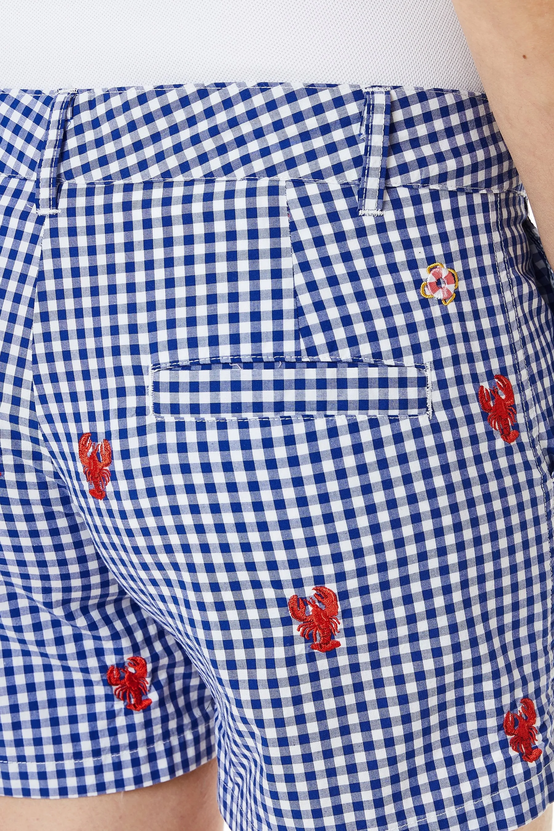 Sailing Short Wide Gingham Royal with Lobster