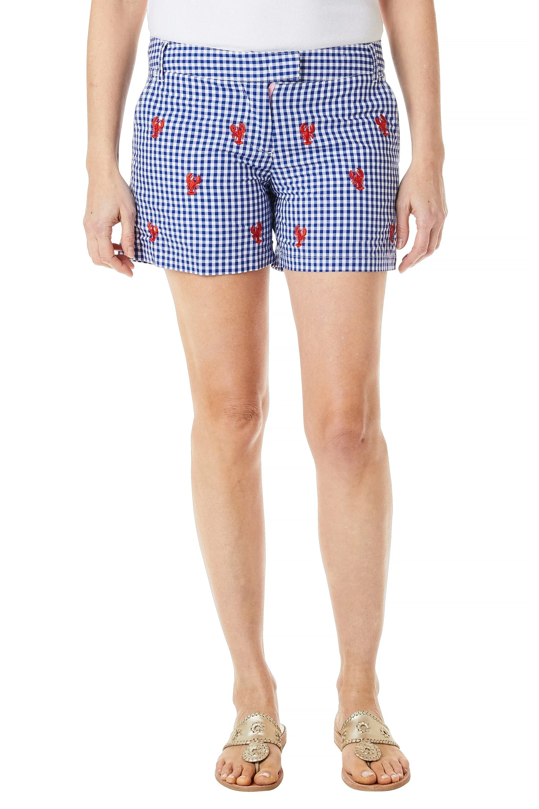 Sailing Short Wide Gingham Royal with Lobster