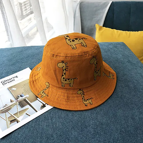 Spring Autumn Children's Bucket Hats Cartoon giraffe Sun Hat Girls Boys Outdoor Beach Hat Camping Fishing Cap Casual Panama Cap