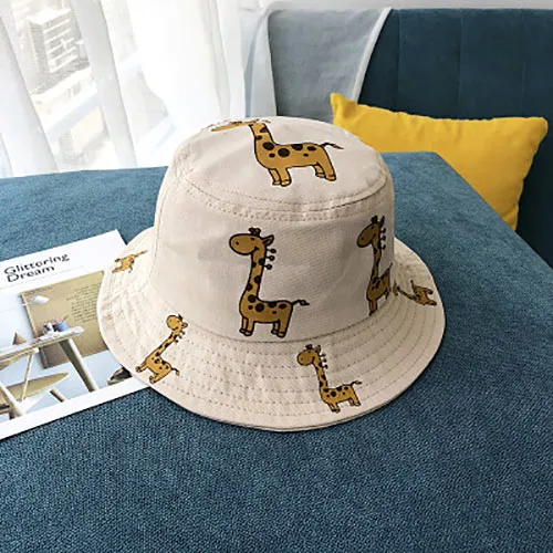 Spring Autumn Children's Bucket Hats Cartoon giraffe Sun Hat Girls Boys Outdoor Beach Hat Camping Fishing Cap Casual Panama Cap