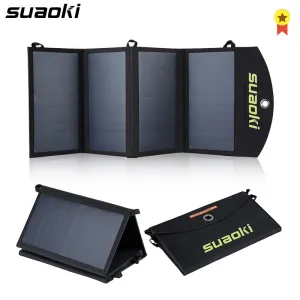 Suaoki 25W Solar Panels Portable Folding Foldable Waterproof Dual 5V/2.1A USB Solar Panel Charger Power Bank for Phone Battery