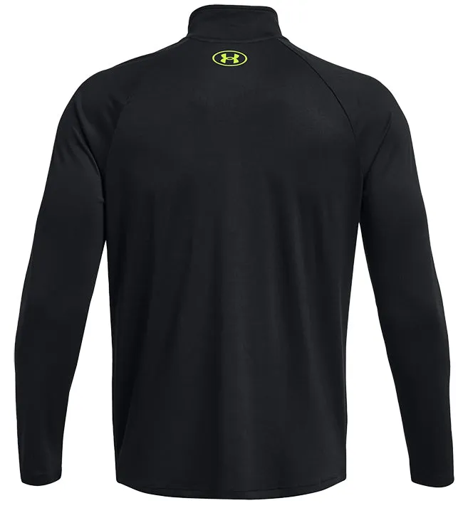 Under Armour Mens Tech 2.0 Half Zip Black High Vis Yellow