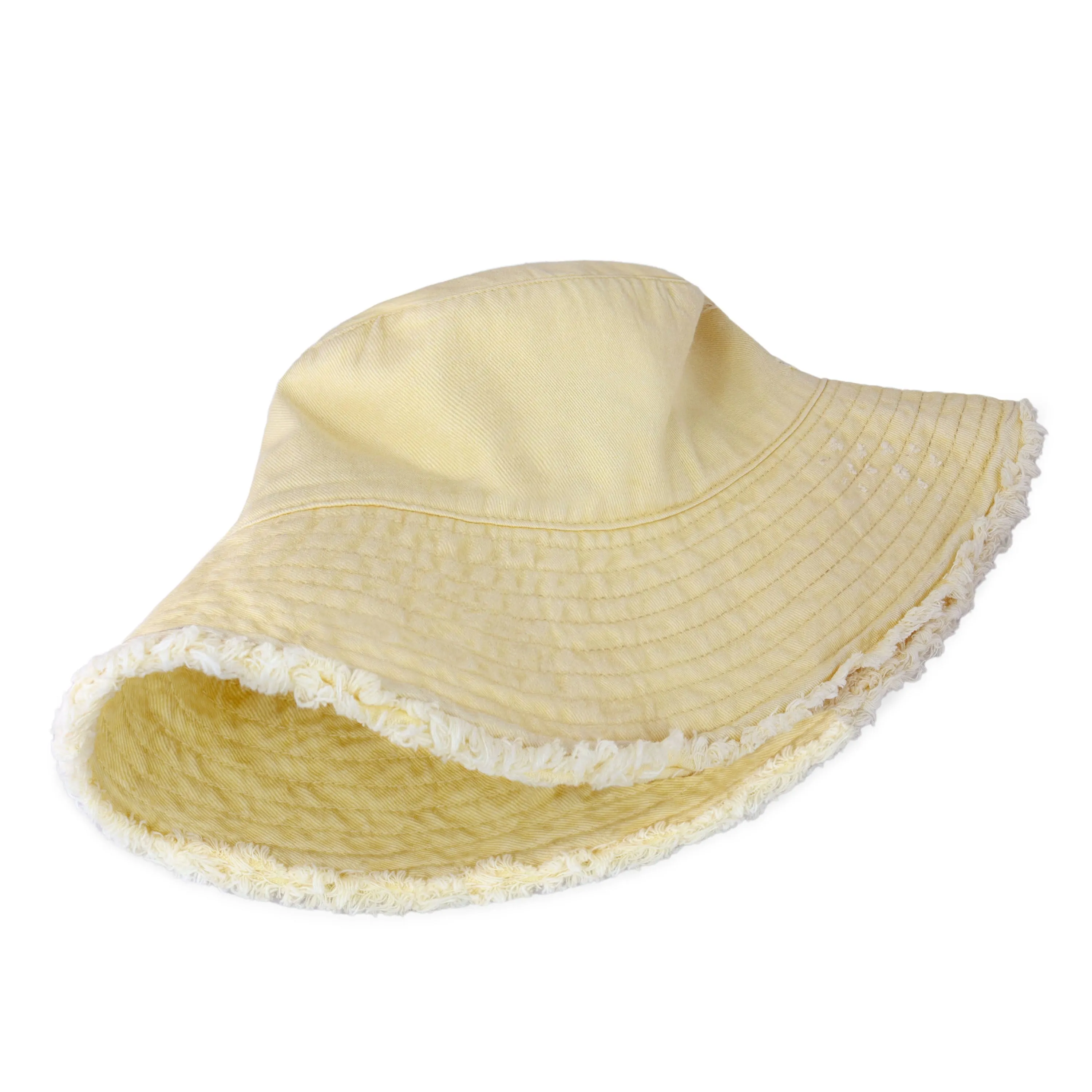 Wide Brim Frayed Bucket Hat