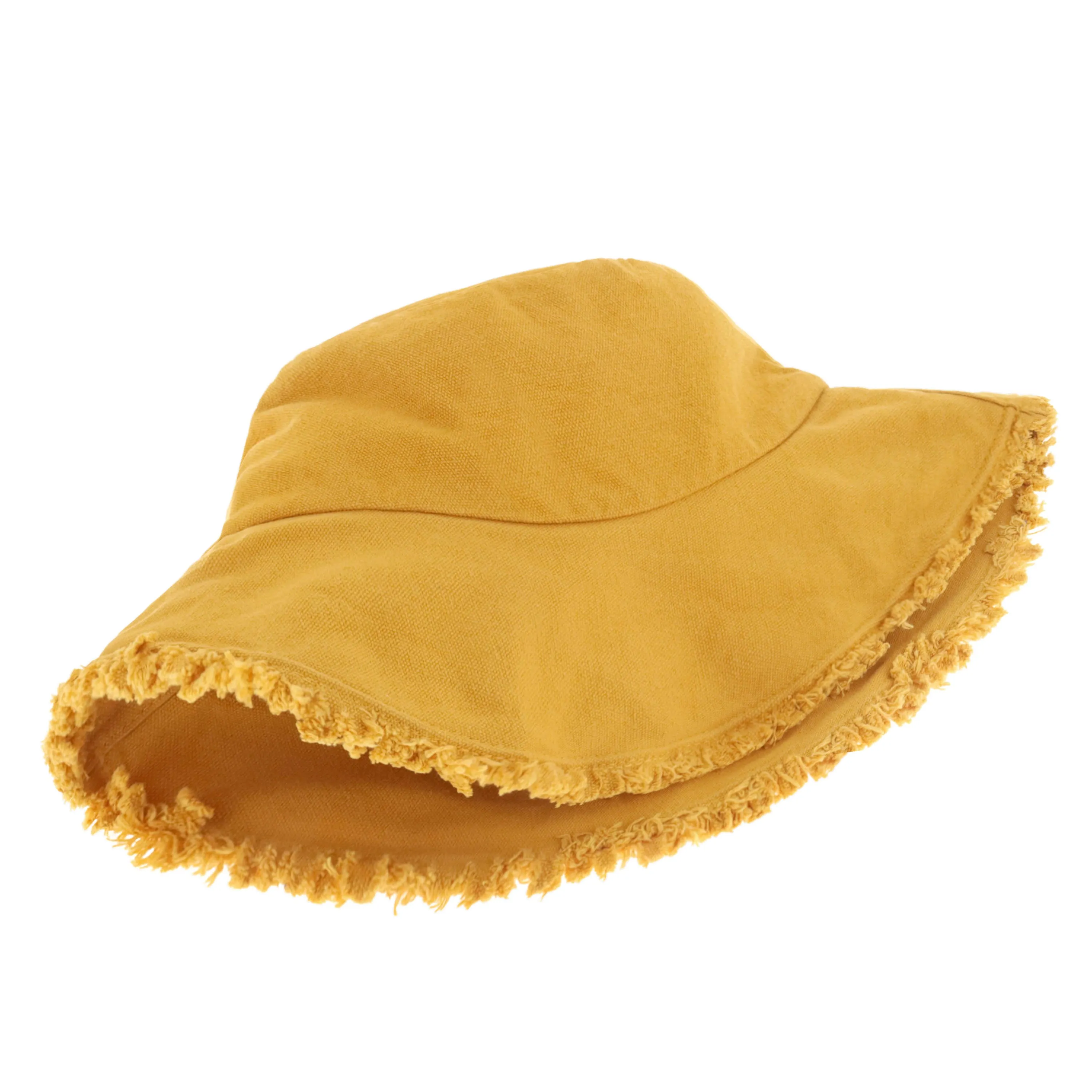 Wide Brim Frayed Bucket Hat