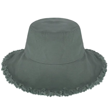 Wide Brim Frayed Bucket Hat