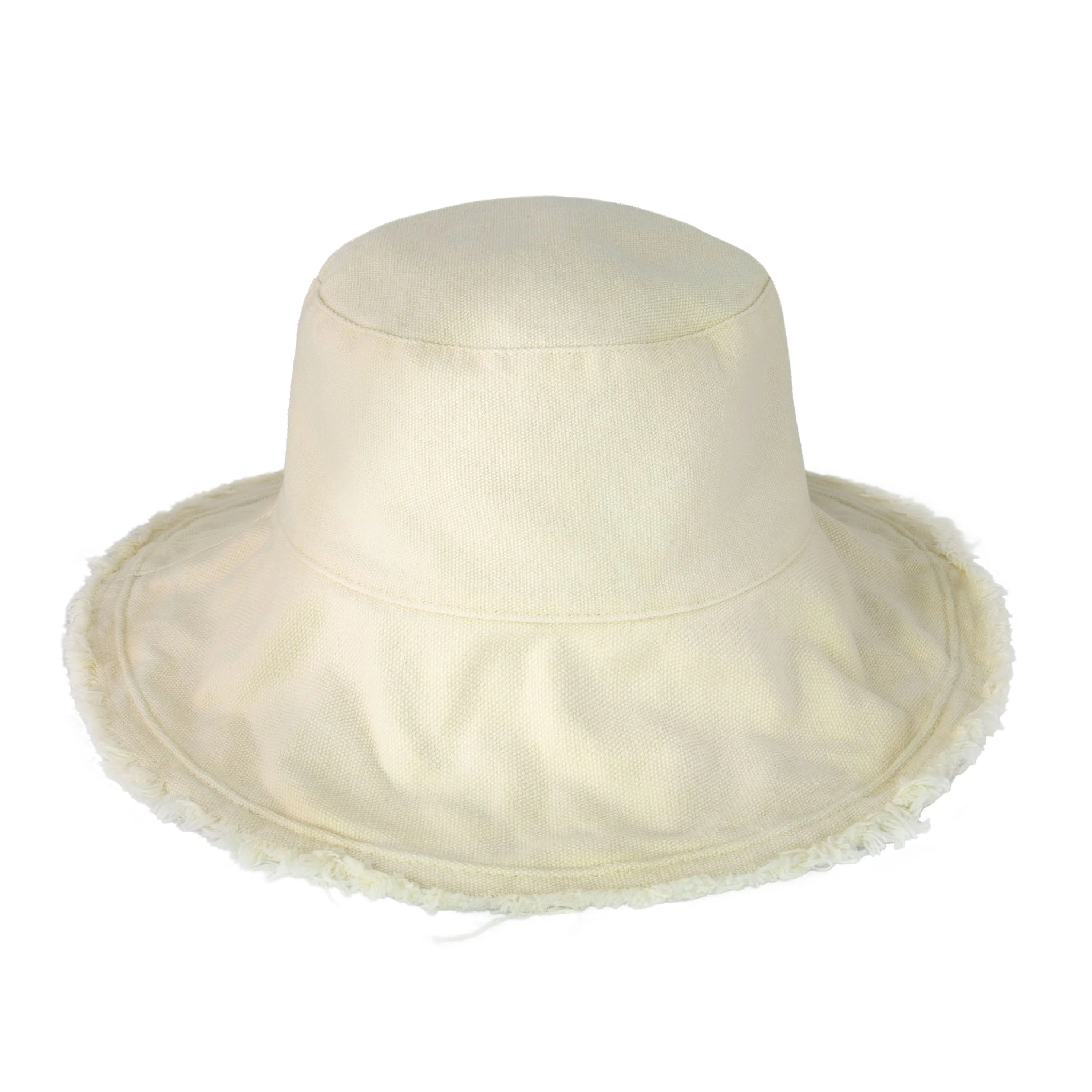 Wide Brim Frayed Bucket Hat