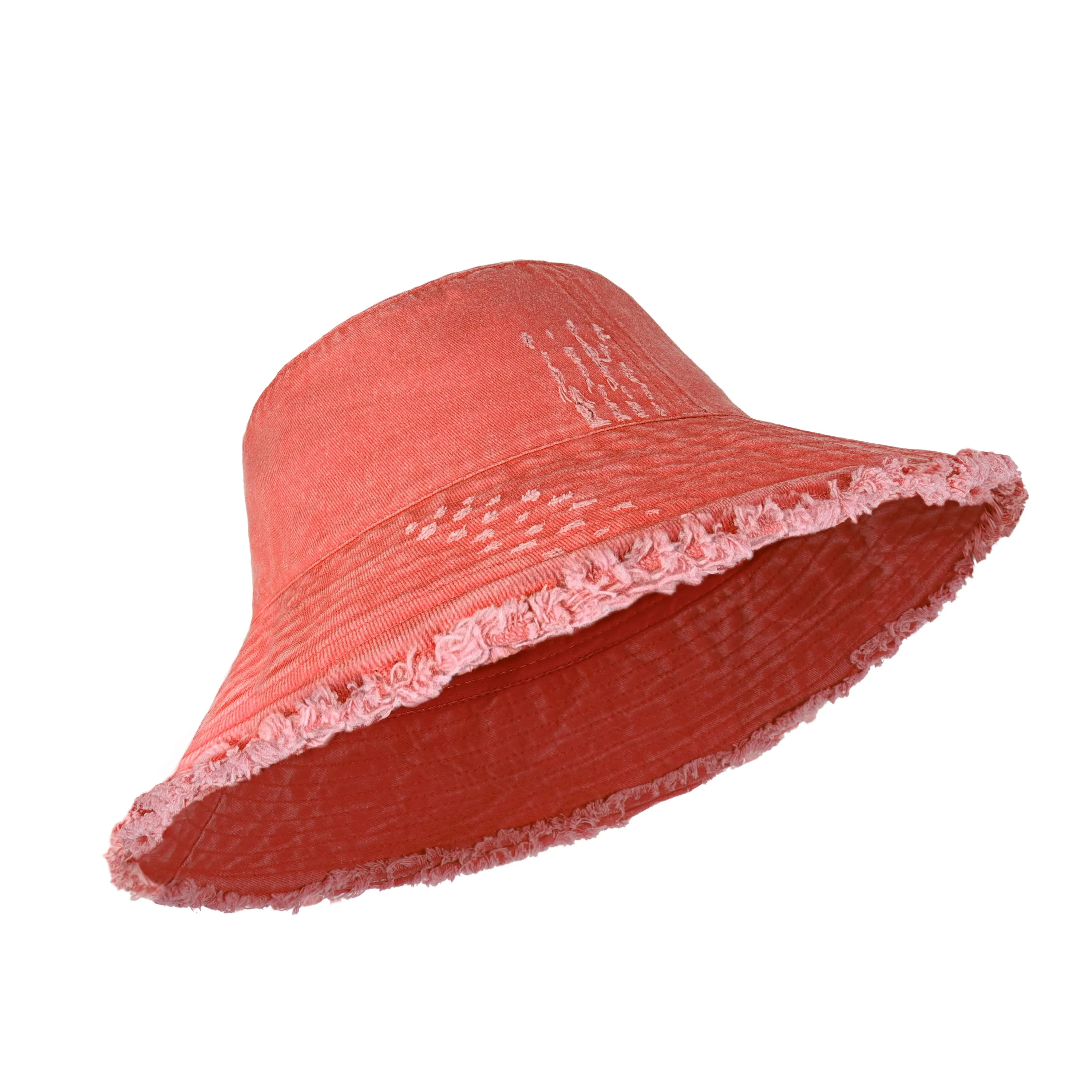 Wide Brim Frayed Bucket Hat