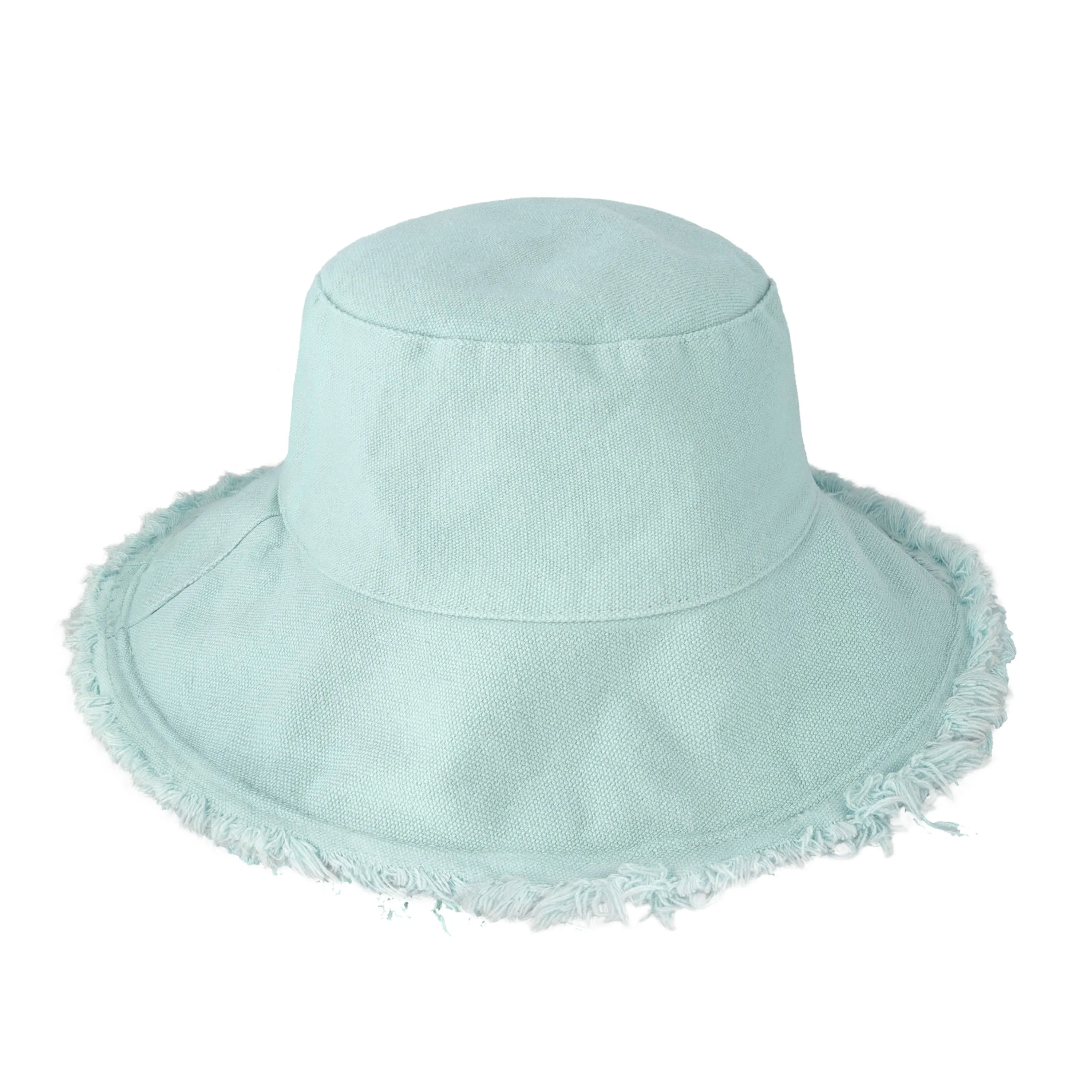 Wide Brim Frayed Bucket Hat