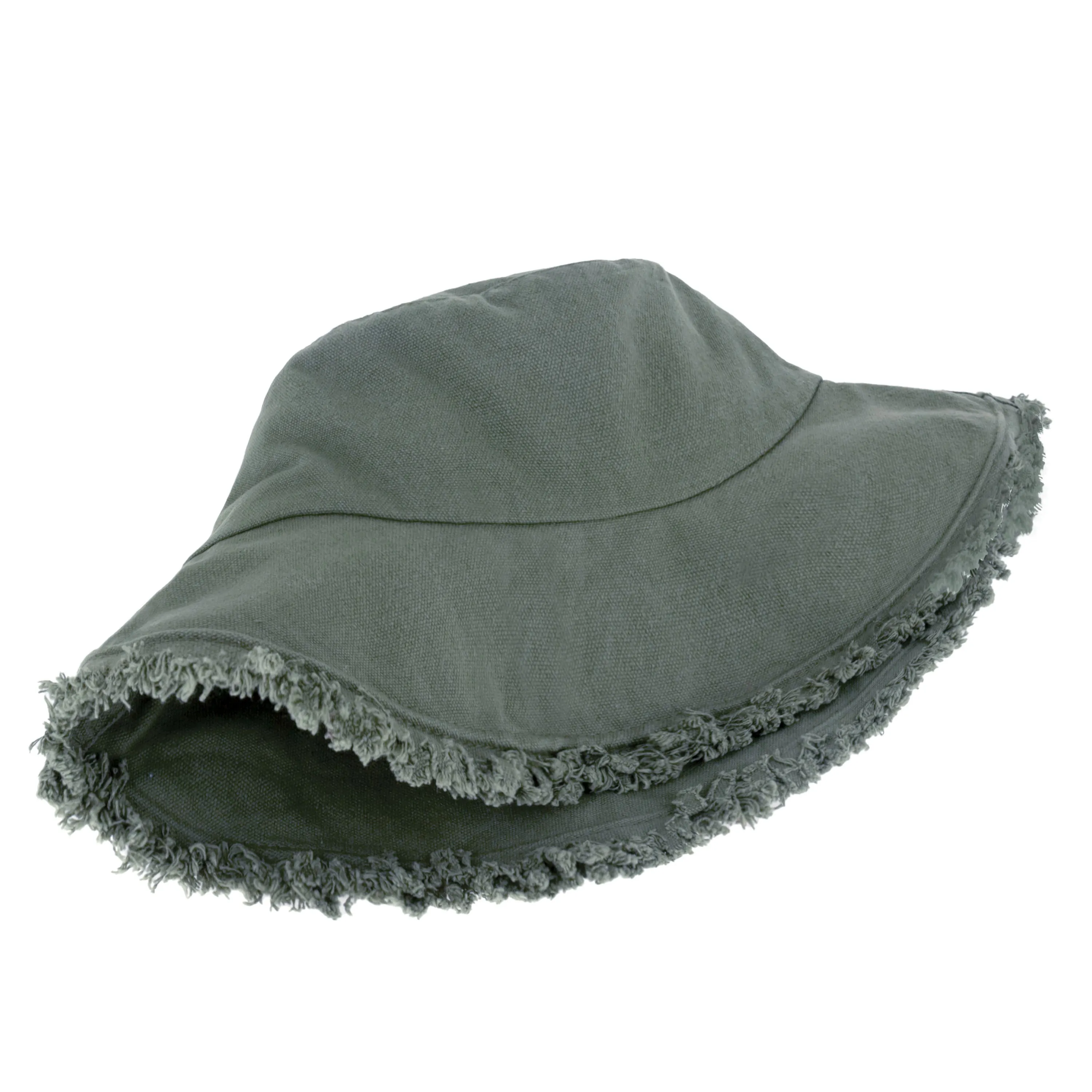 Wide Brim Frayed Bucket Hat