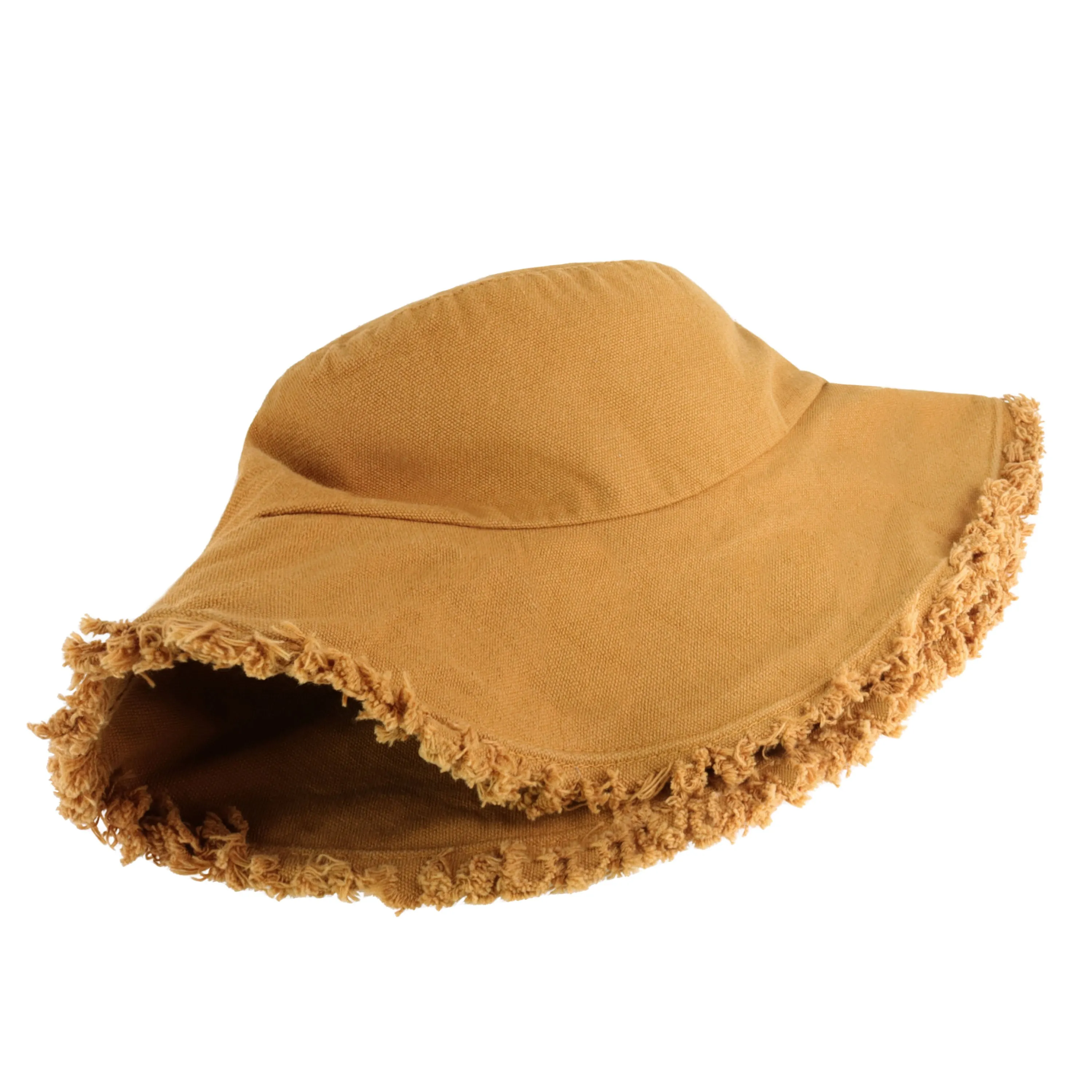 Wide Brim Frayed Bucket Hat