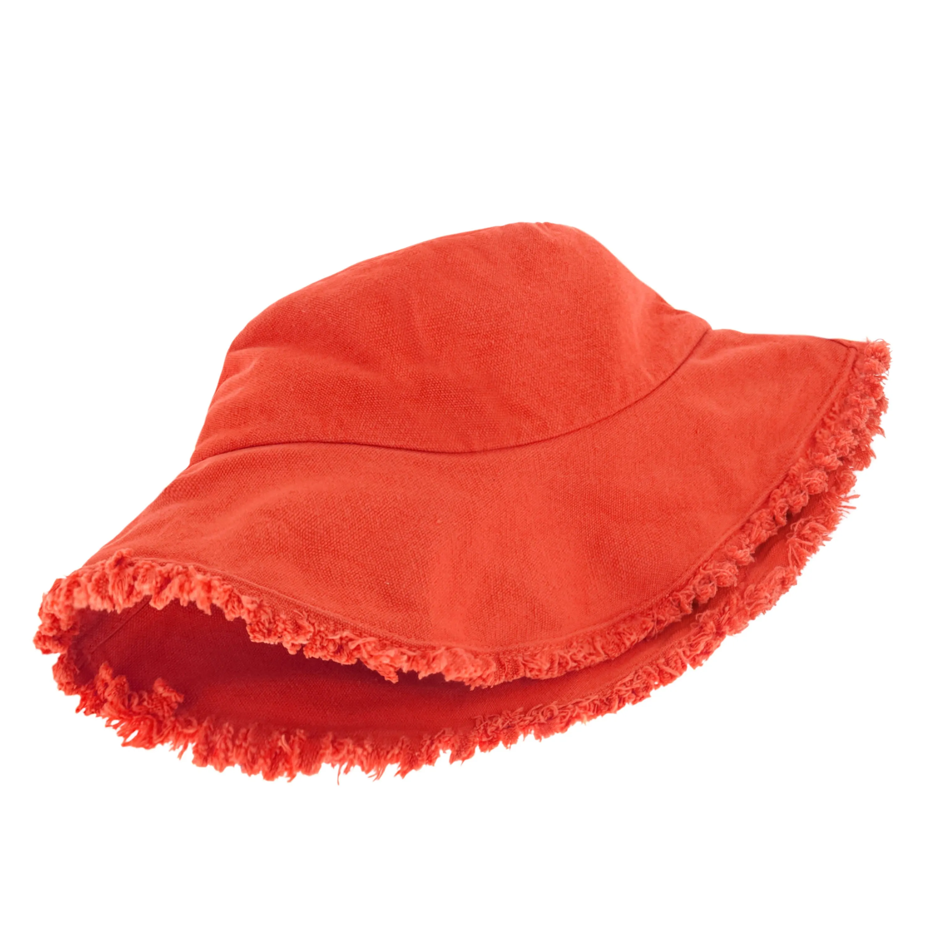 Wide Brim Frayed Bucket Hat