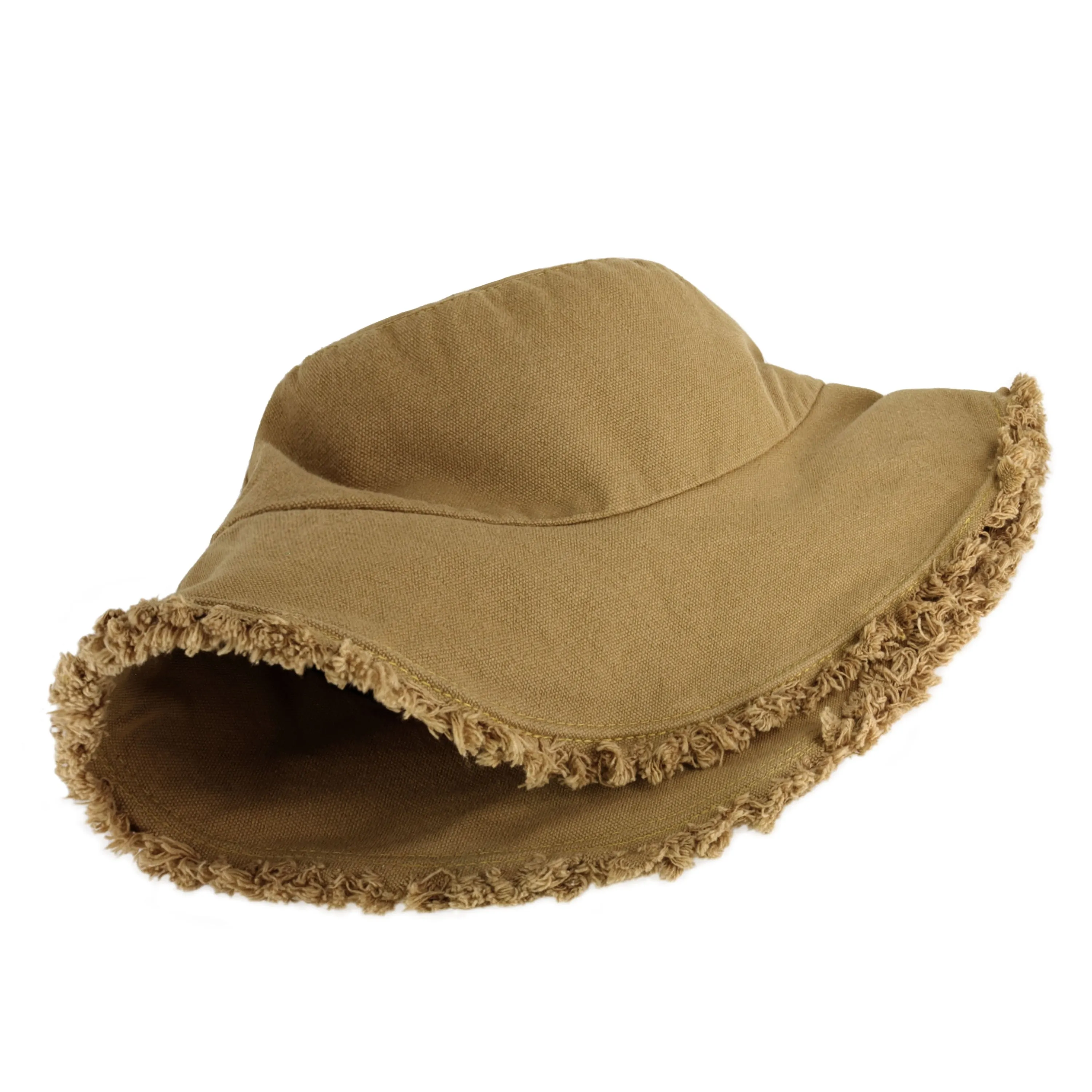 Wide Brim Frayed Bucket Hat