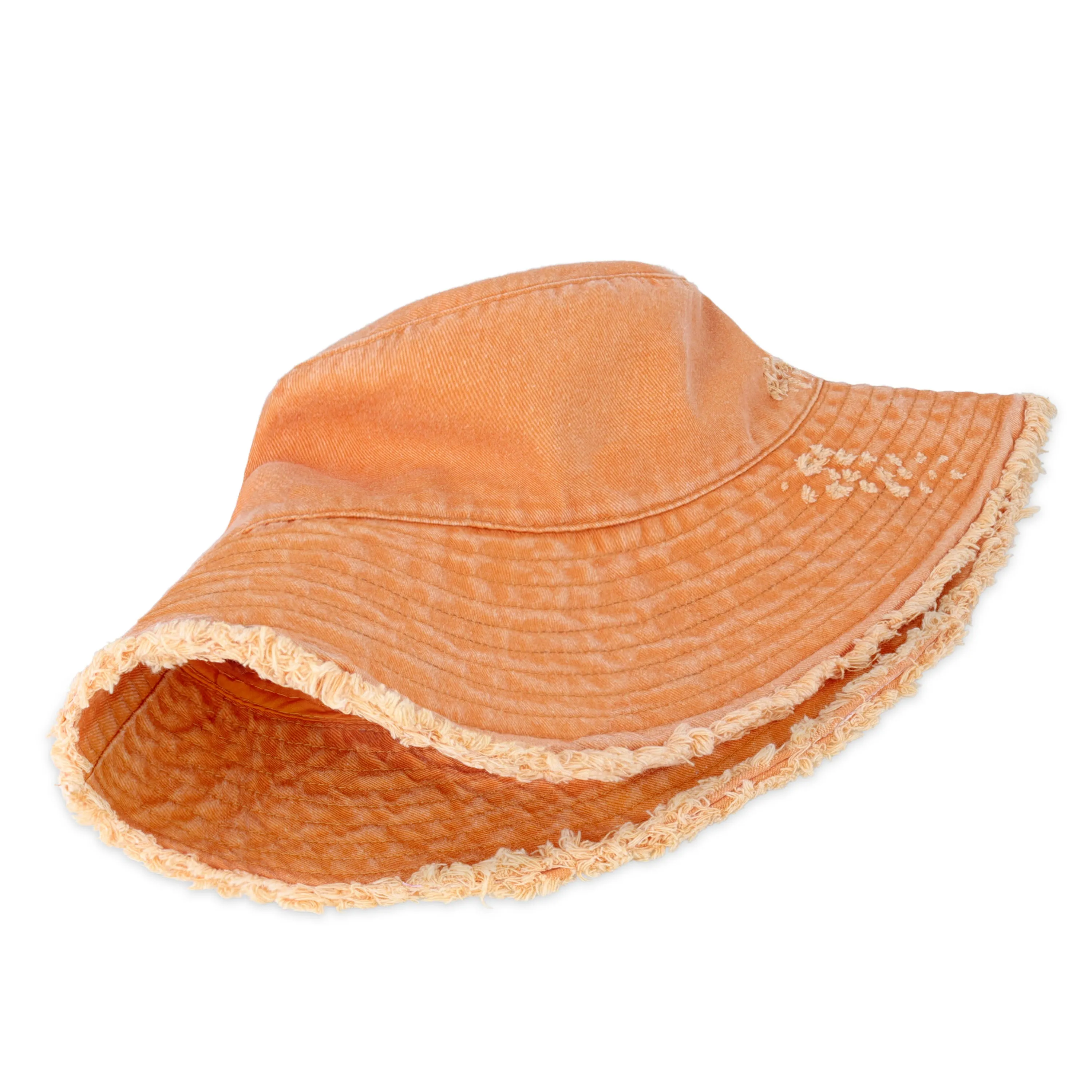 Wide Brim Frayed Bucket Hat