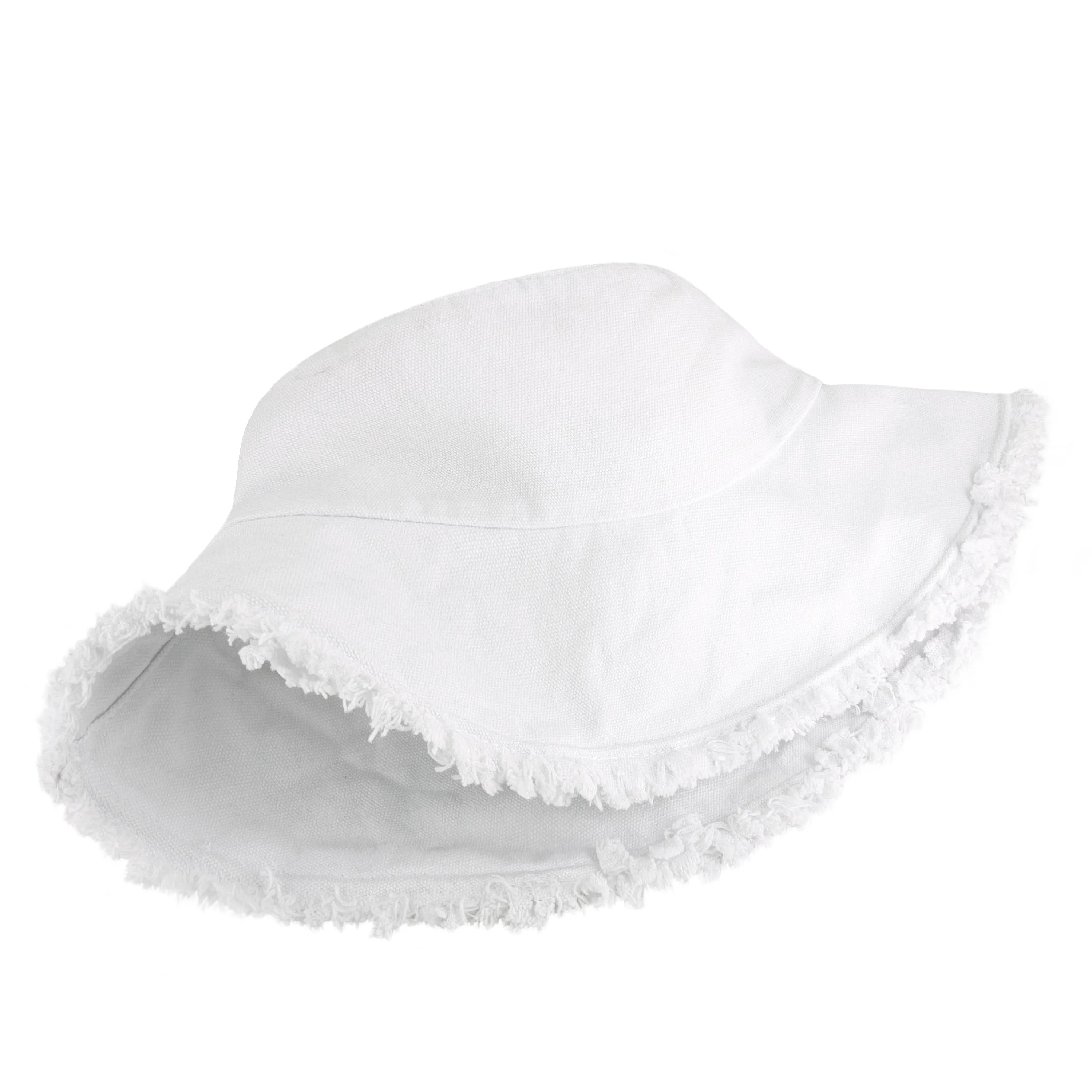 Wide Brim Frayed Bucket Hat