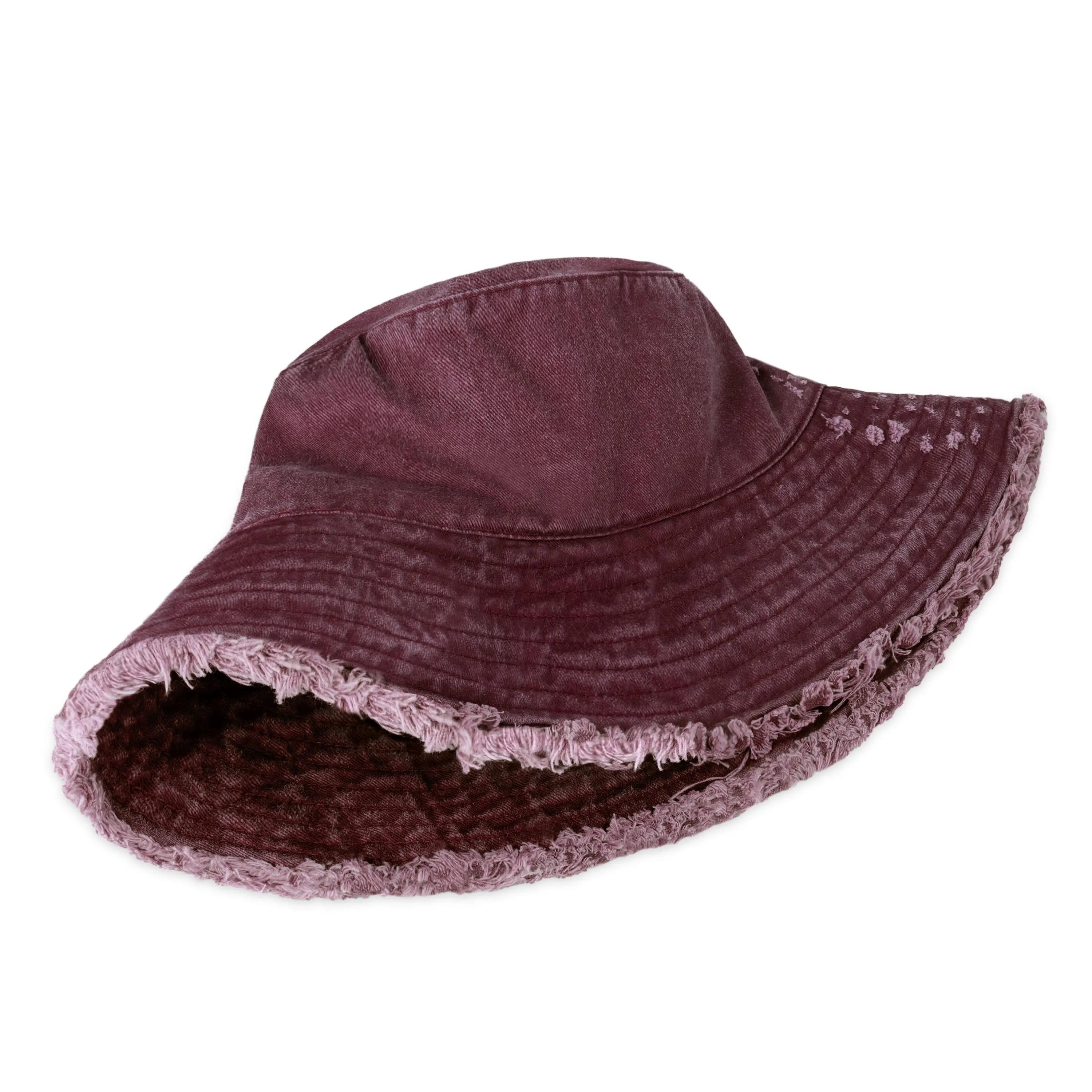 Wide Brim Frayed Bucket Hat