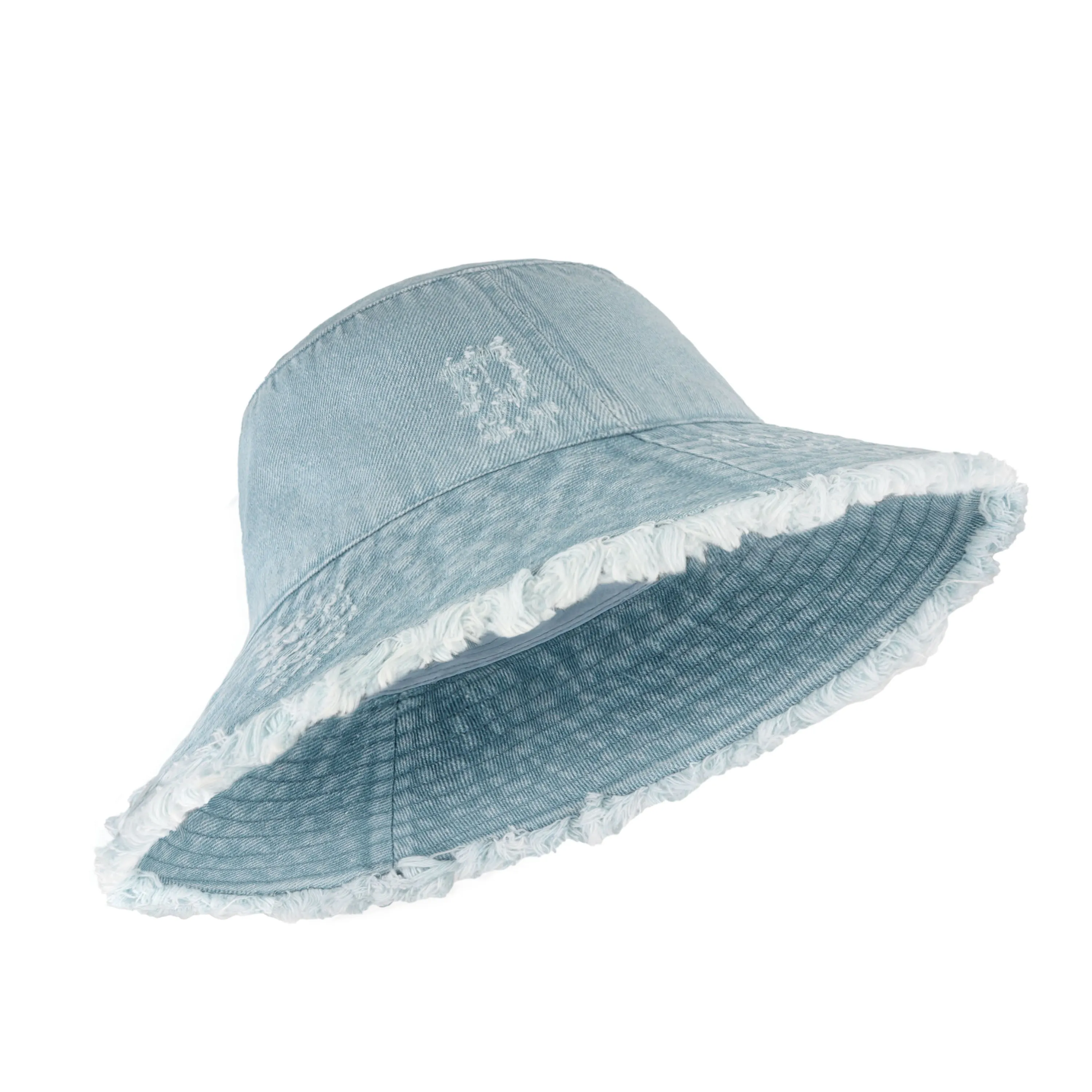 Wide Brim Frayed Bucket Hat