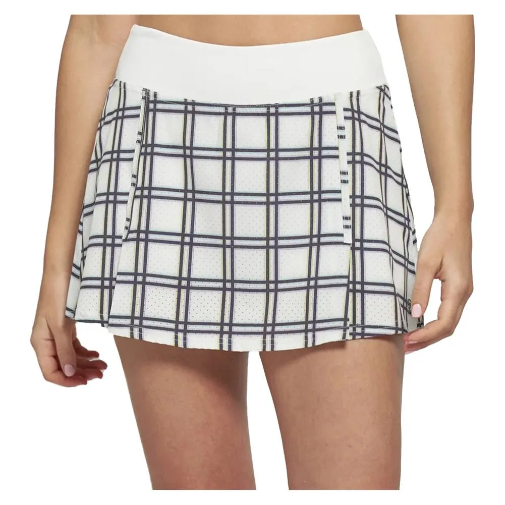 Women's Run 13 Inch Tennis Skort Plaid and White