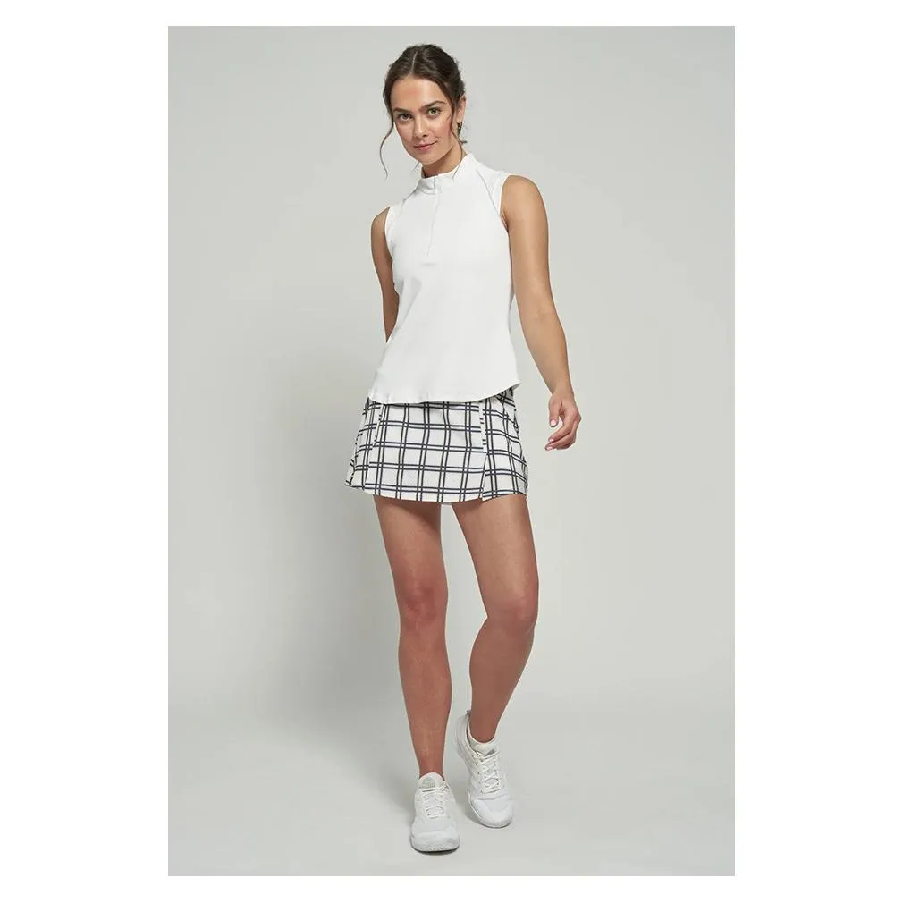 Women's Run 13 Inch Tennis Skort Plaid and White